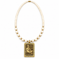 Sai Baba Pendant Mala | White Beads Sai Baba Necklace for Pooja & Religious Wear