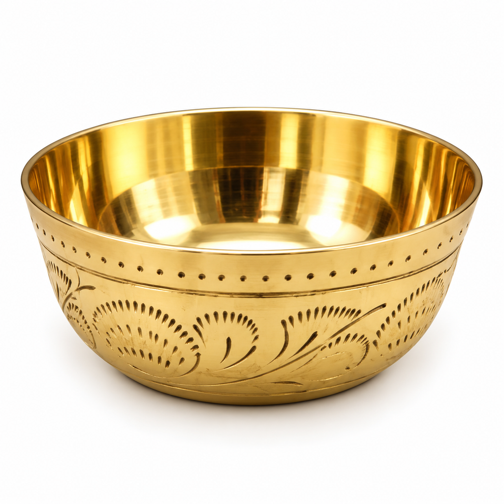 Engraved Brass Katori | Designer Traditional Peetal Bowl for Serving, Pooja & Gifting