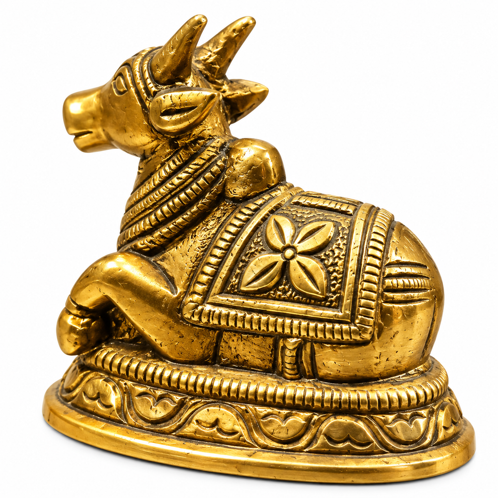 Brass Nandi Ji Idol | Lord Shiva Nandi Bull Statue for Puja, Temple & Home Décor