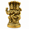 Brass Lakshmi Narayan Idol with Sheshnag | Lord Vishnu Lakshmi Murti for Pooja & Home Temple