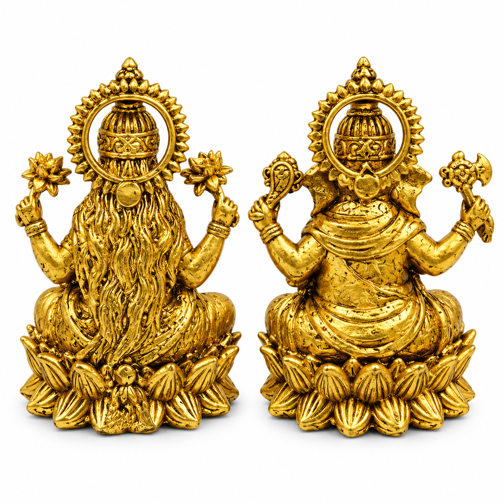 Brass Lakshmi Ganesh Ji Idol Set | Laxmi Ganesh Murti for Pooja, Diwali & Home Temple