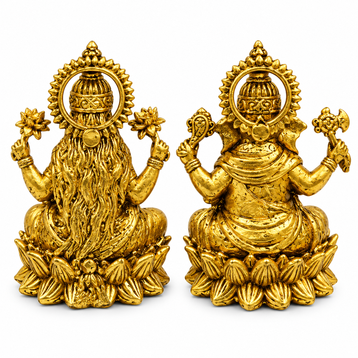 Brass Lakshmi Ganesh Ji Idol Set | Laxmi Ganesh Murti for Pooja, Diwali & Home Temple