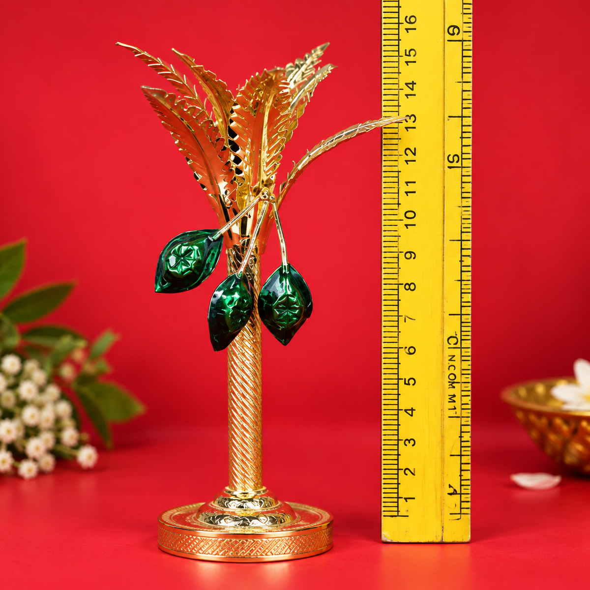 Decorative Golden Coconut Tree with Green Coconuts Pure Silver Coconut Trees 126g