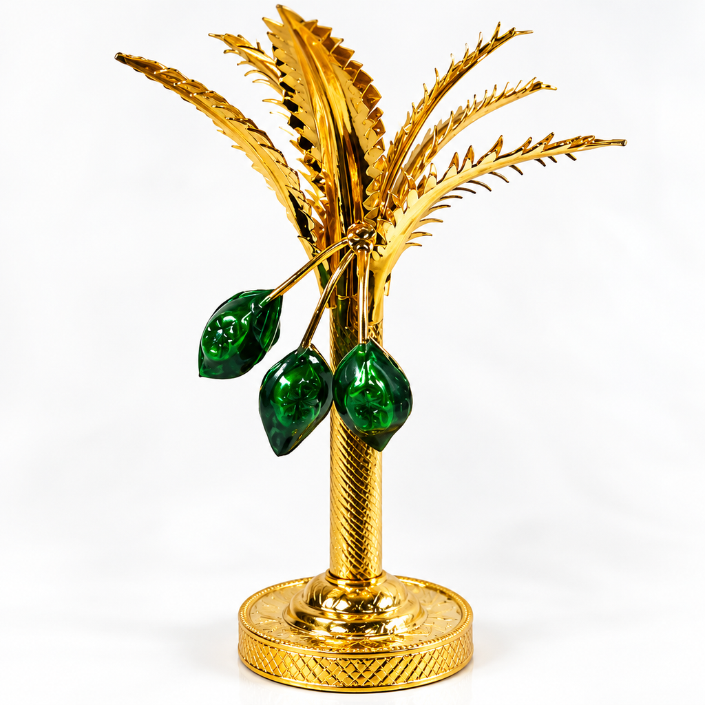 Decorative Golden Coconut Tree with Green Coconuts Pure Silver Coconut Trees 126g