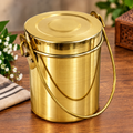 Brass Storage Container 588g Set 1 Brass Bucket with Lid & Handle | Traditional Brass Balti | Multipurpose Brass Container