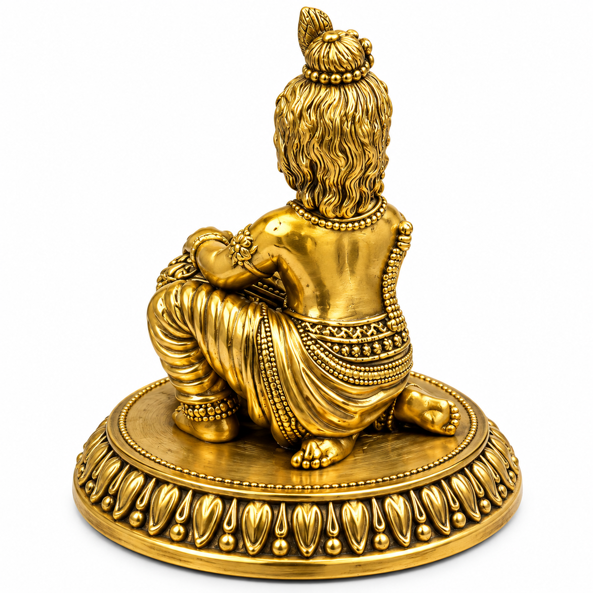 Brass Bal Krishna Makhan Chor Idol with Matki | Laddu Gopal Decorative Statue