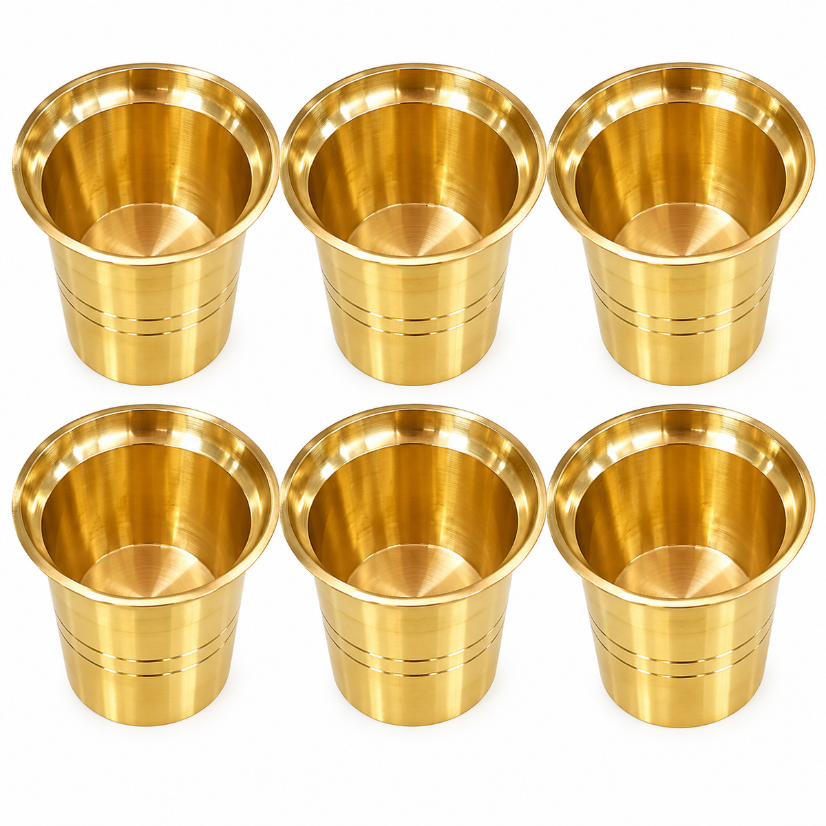 Brass Drinking Glass Set of 6 | Traditional Brass Tumbler Set | Golden Water Glass