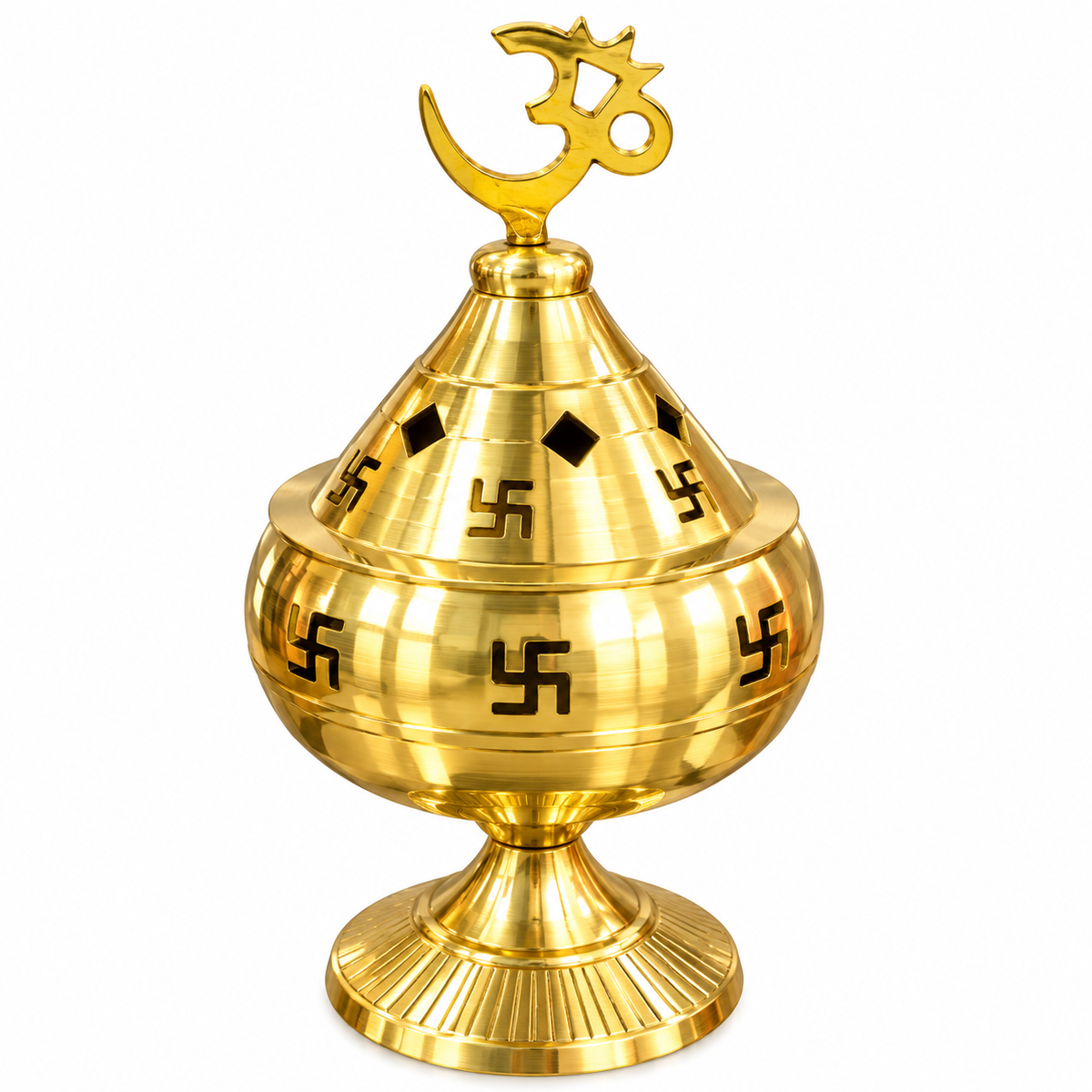 Brass Pooja Diya | Traditional Brass Deepak | Golden Oil Lamp for Mandir