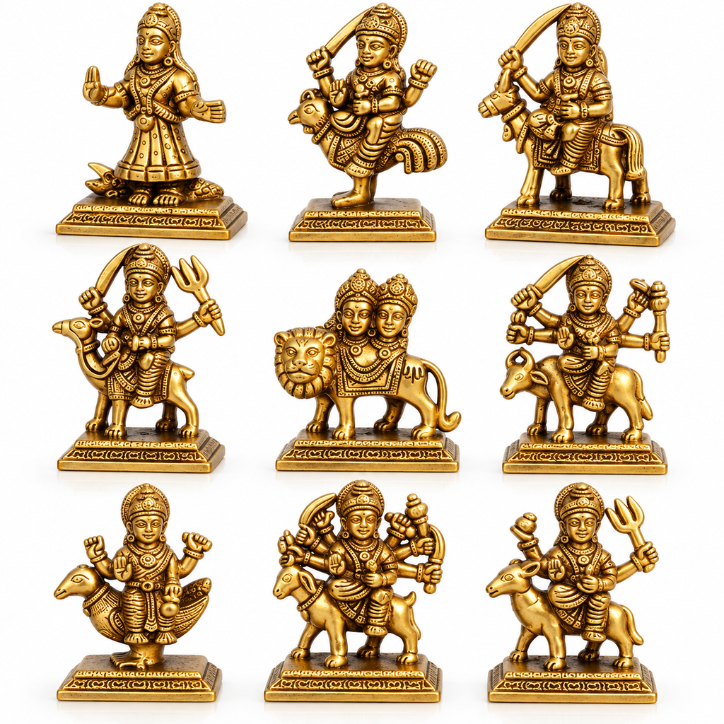 Brass Nau Durga Statue