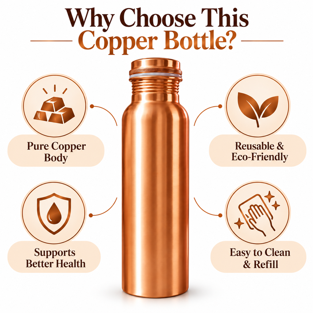 Pure Copper Water Bottle with Leak-Proof Lid |