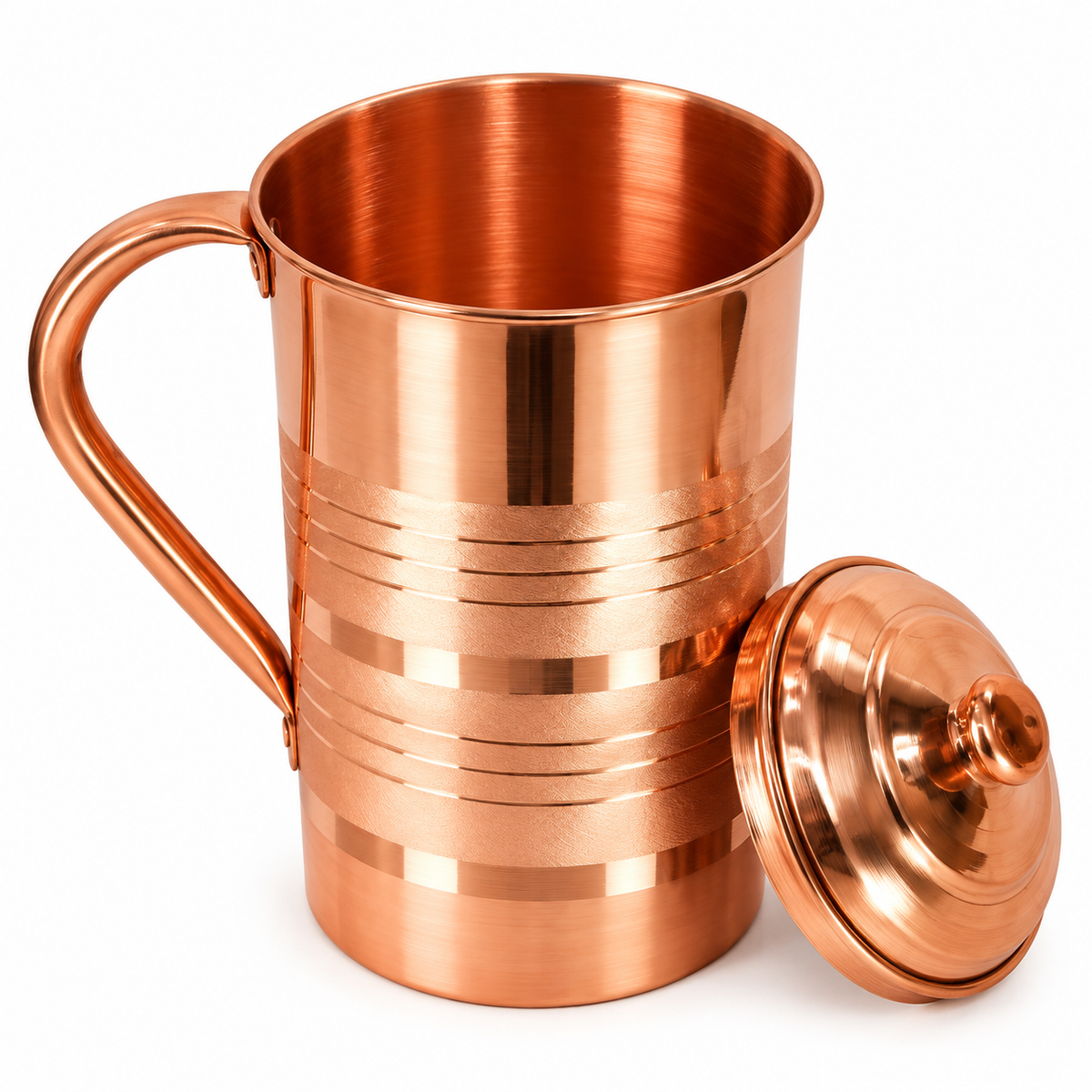 Pure Copper Mug with Lid & Handle | Traditional Copper Drinking Cup