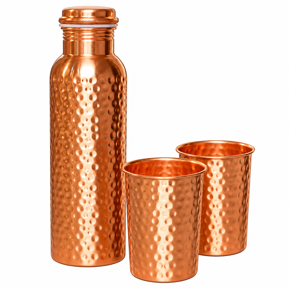 Pure Copper Hammered Water Bottle