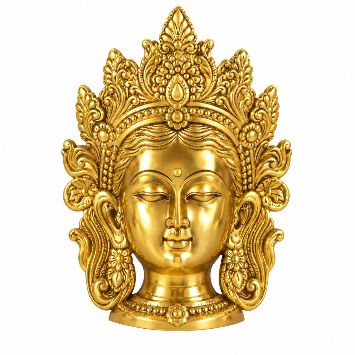 Gold Plated Devi Mata Face Decorative Idol