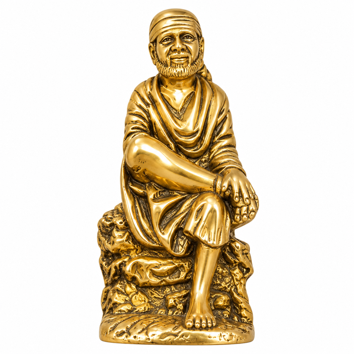 Brass Sai Baba Idol | Shirdi Sai Baba Murti for Home Temple & Pooja