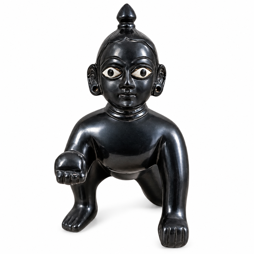 Black Brass Crawling Bal Gopal Idol – Laddu Gopal Krishna Murti
