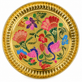 Brass Decorative Pooja Thali – Golden Round Plate with Designer Border