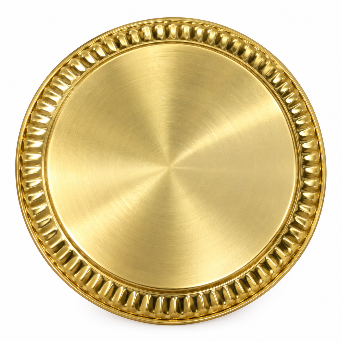 Brass Decorative Pooja Thali – Golden Round Plate with Designer Border