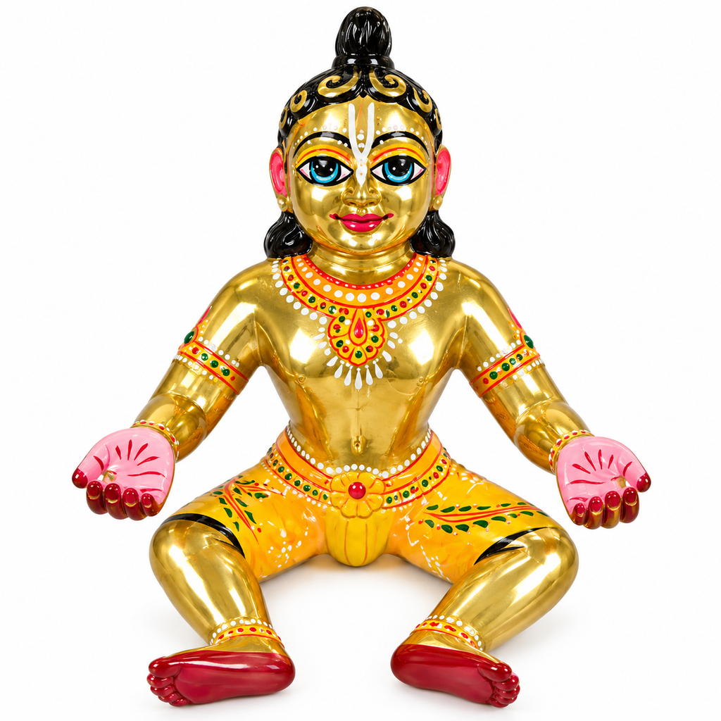 Hand Painted Brass Bal Gopal Idol – Colorful Laddu Gopal / Krishna Murti