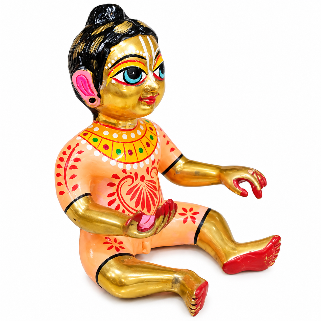 Hand Painted Brass Bal Gopal Idol
