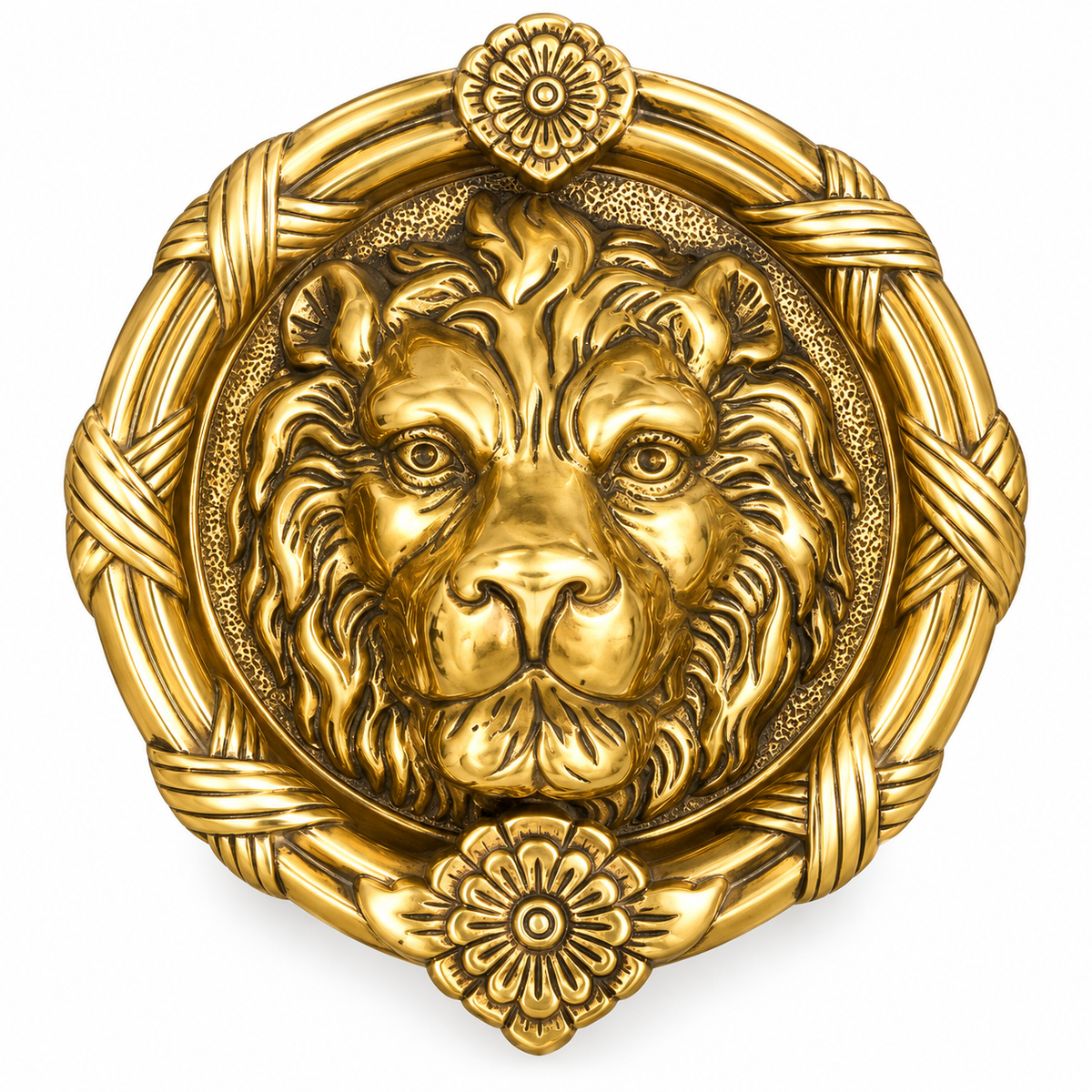 Premium Brass Lion Face Door Knocker | Decorative Singham Door Handle