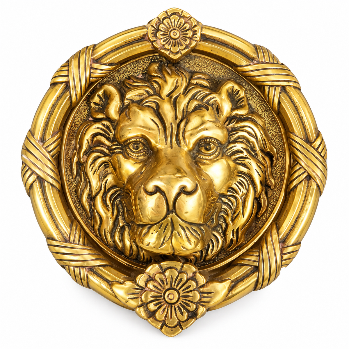 Premium Brass Lion Face Door Knocker | Decorative Singham Door Handle
