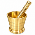 Pure Brass Mortar and Pestle Set | Traditional Brass Khalbatta / Okhli Musal for Kitchen