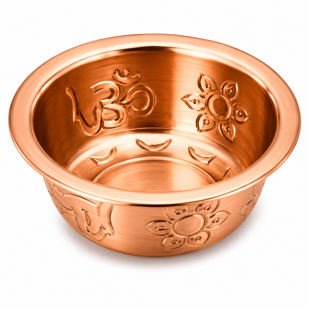 Handcrafted Embossed Copper Serving Bowl