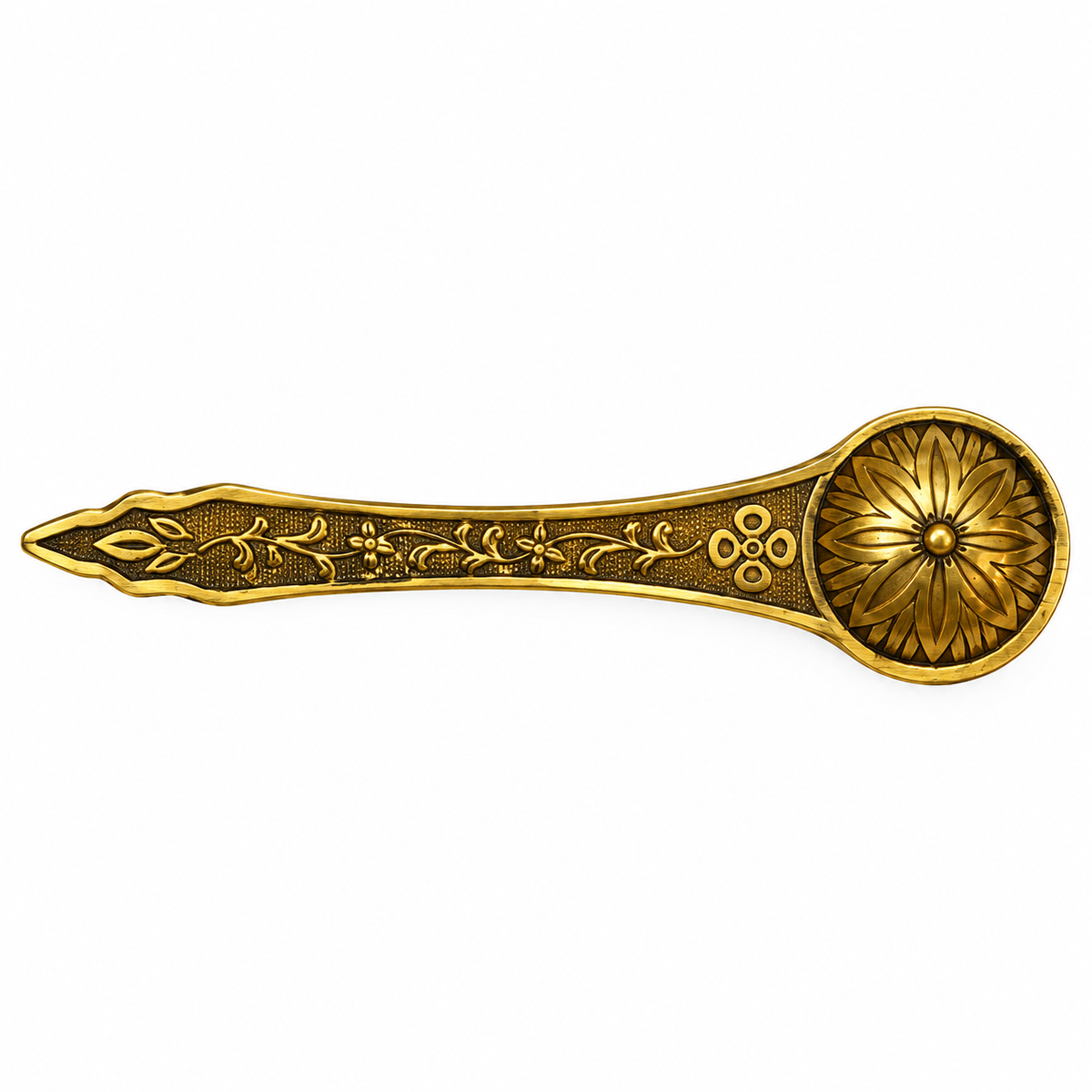 Premium Engraved Brass Pooja Spoon for Rituals