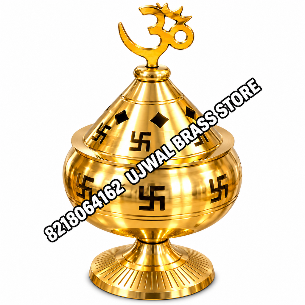 Brass Pooja Diya | Traditional Brass Deepak | Golden Oil Lamp for Mandir