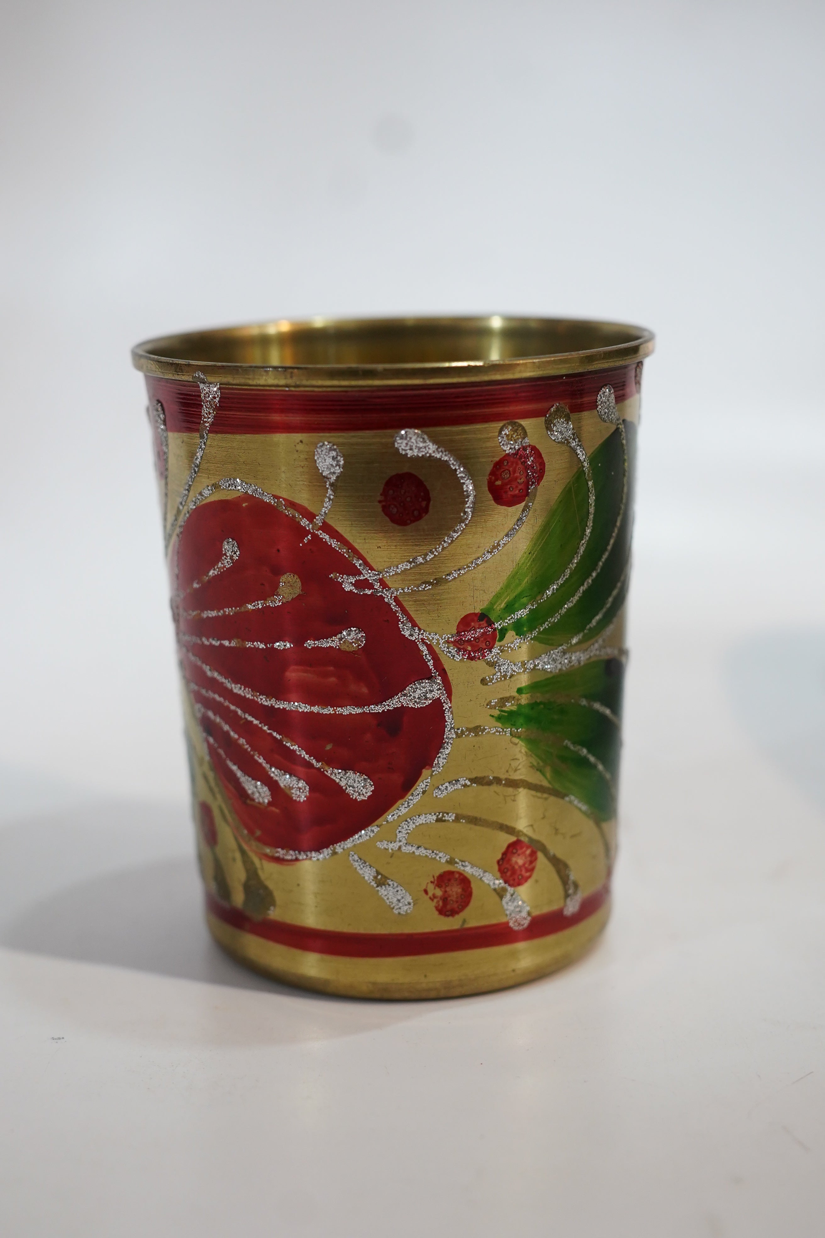 Handcrafted Hand-Painted Brass Drinking Glass
