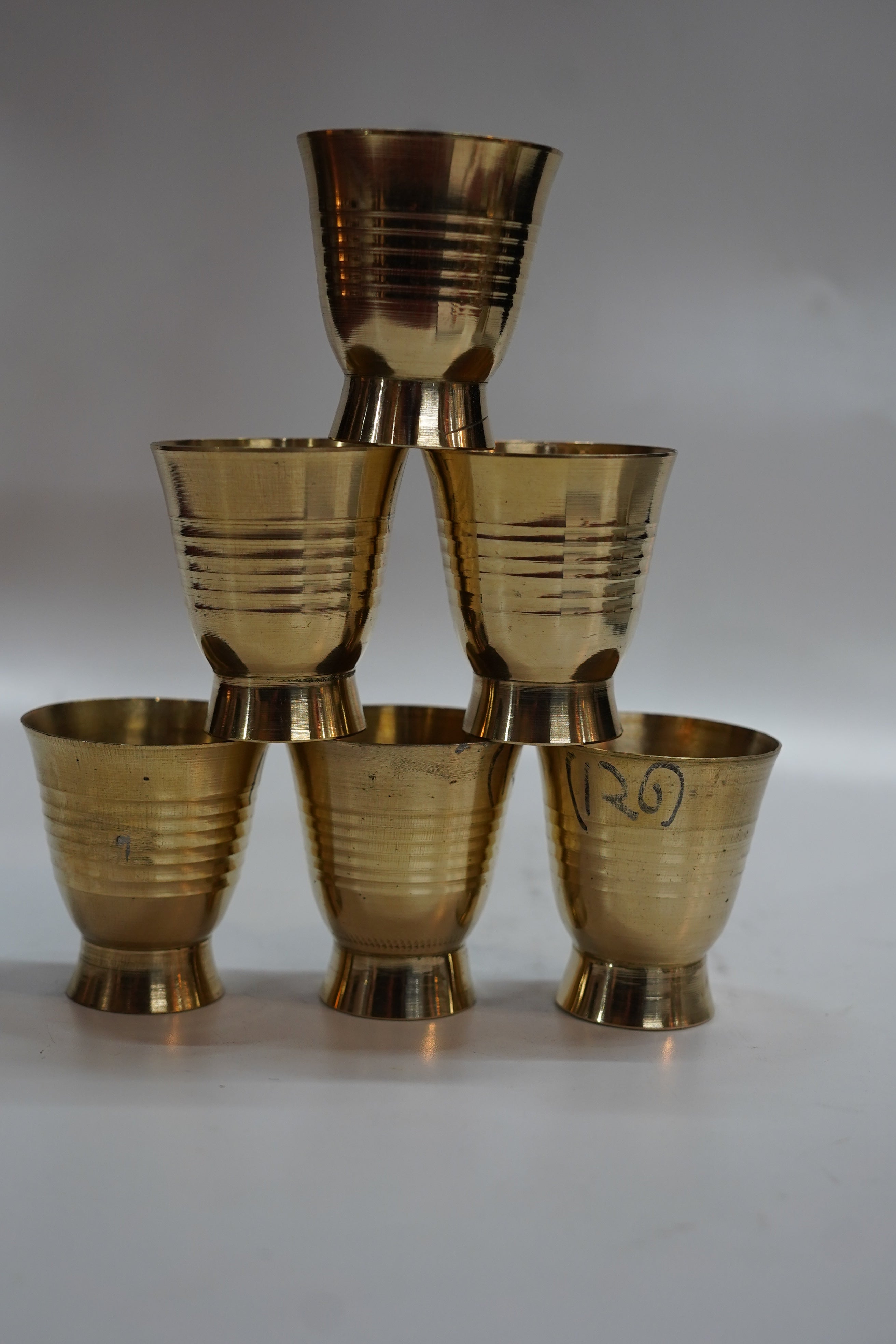 Handcrafted Brass Shot Glass Set (Pack of 6)