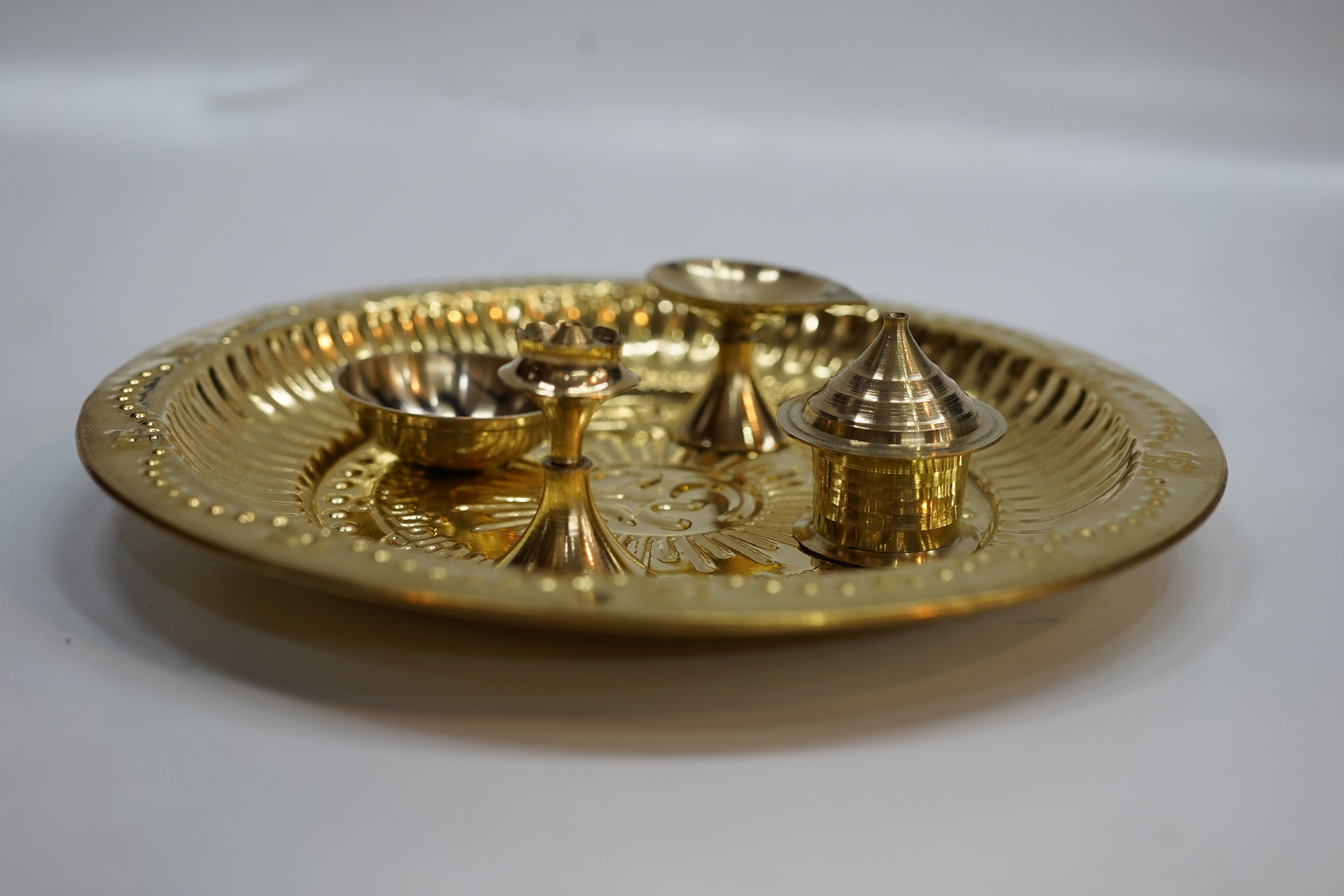 Premium Brass Pooja Thali Set with Diya