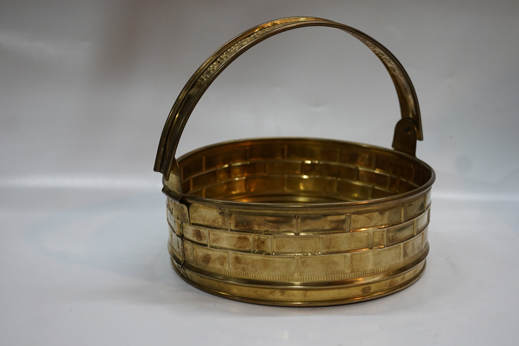 Premium Handcrafted Brass Pooja Basket with Handle