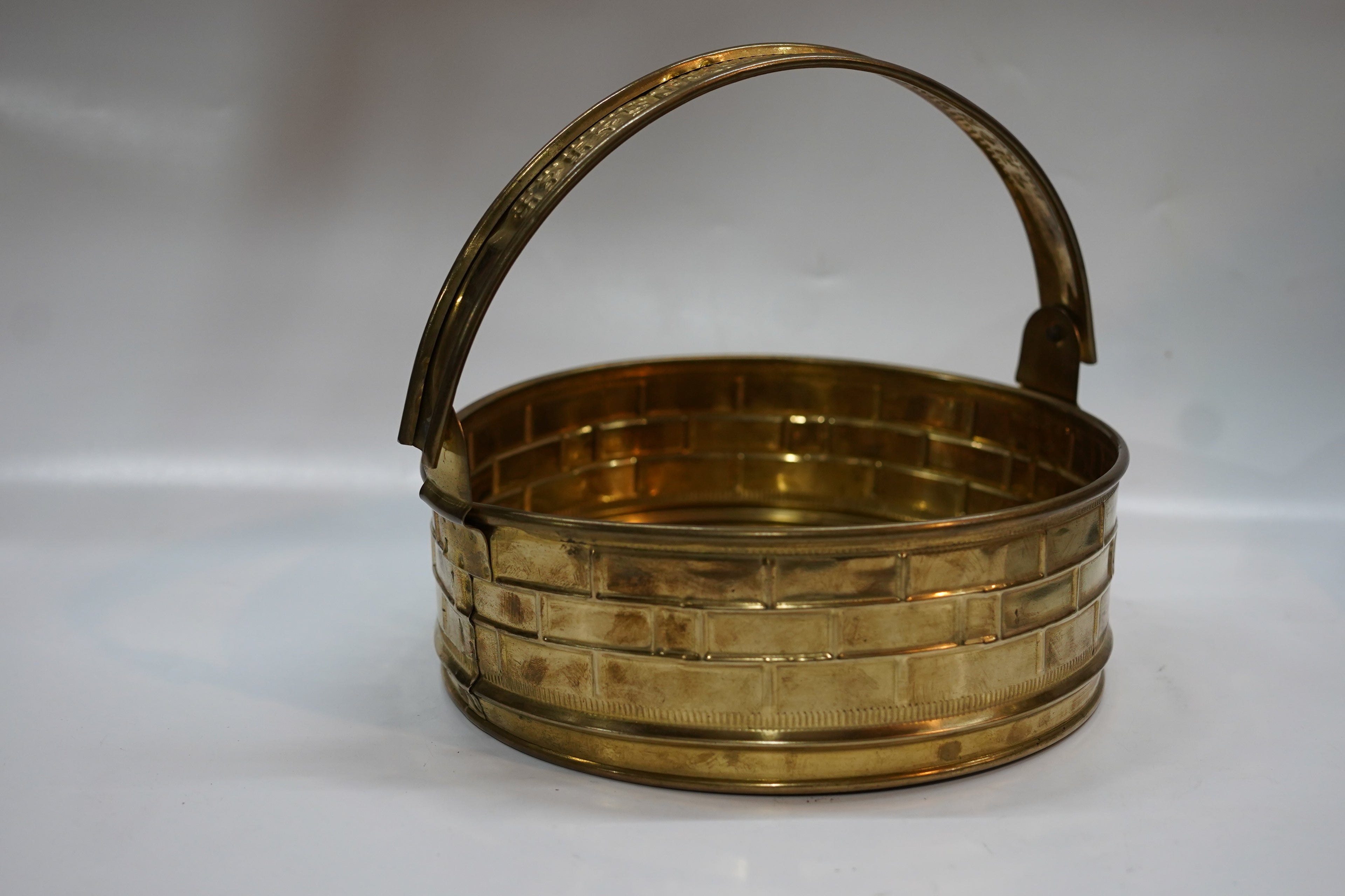 Premium Handcrafted Brass Pooja Basket with Handle