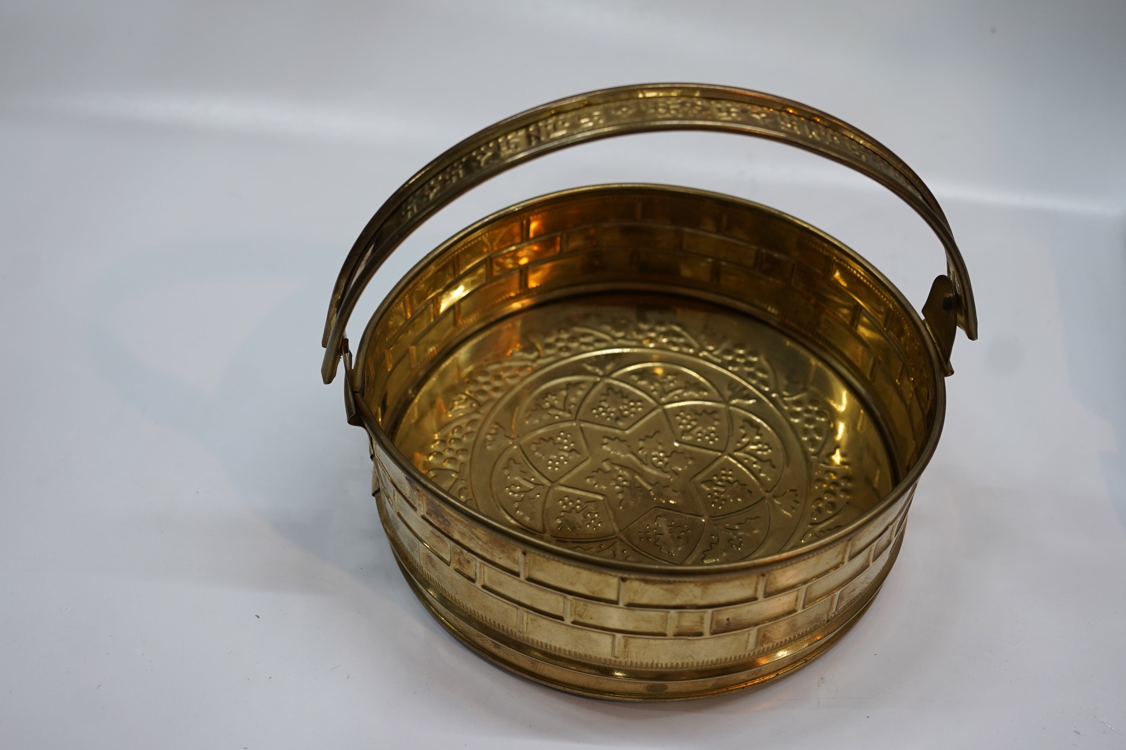 Premium Handcrafted Brass Pooja Basket with Handle