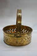 Premium Round Brass Pooja Basket with Handle