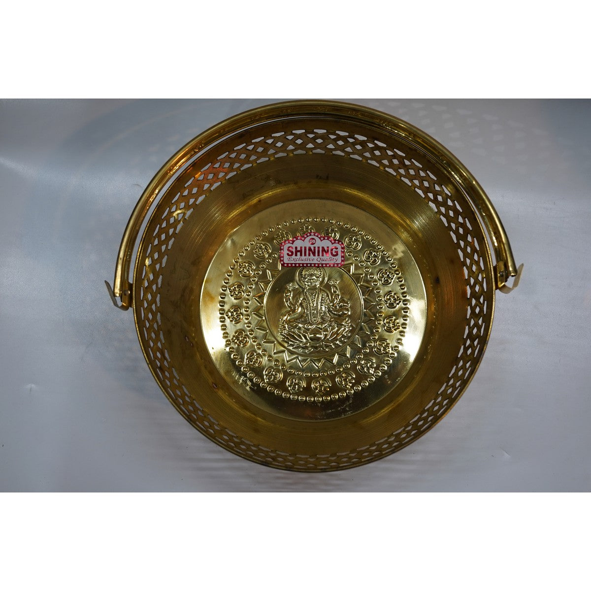 Handcrafted Brass Round Basket with Handle | Pooja & Fruit Basket
