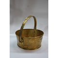 Handcrafted Hammered Brass Basket with Handle | Premium Pooja & Decor Basket