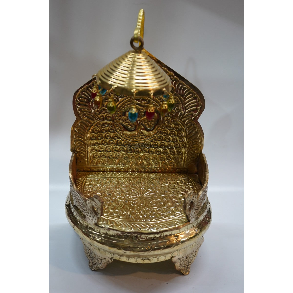 Handcrafted Brass Singhasan with Om Design | Premium Pooja Chowki for Laddu Gopal & Idols