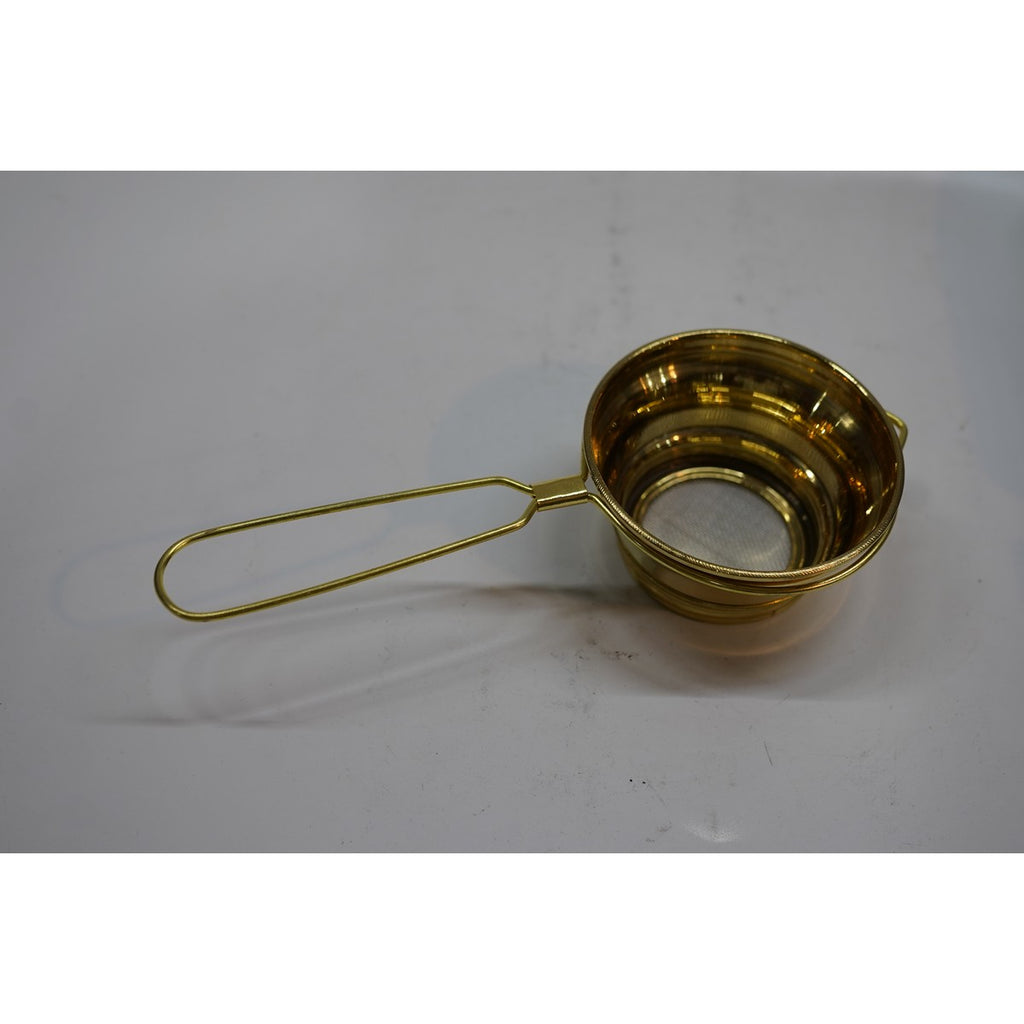 Handcrafted Brass Tea Strainer with Handle | Traditional Brass Chai Filter