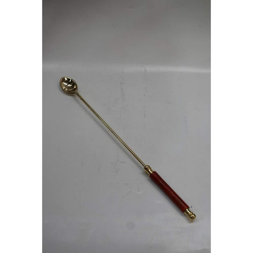 Premium Brass Havan Ghee Offering Spoon with Wooden Handle