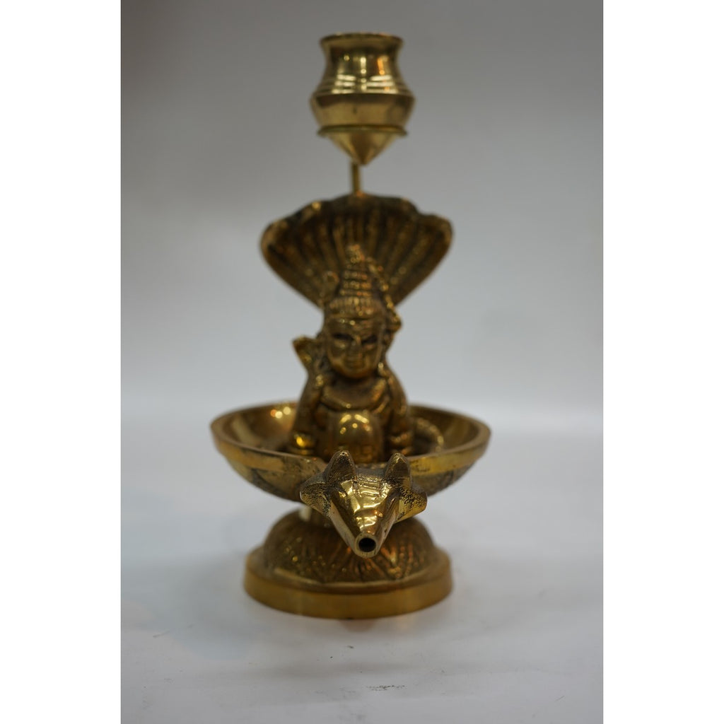Handcrafted Brass Sheshnaag Shivling Abhishek Stand with Jal Kalash