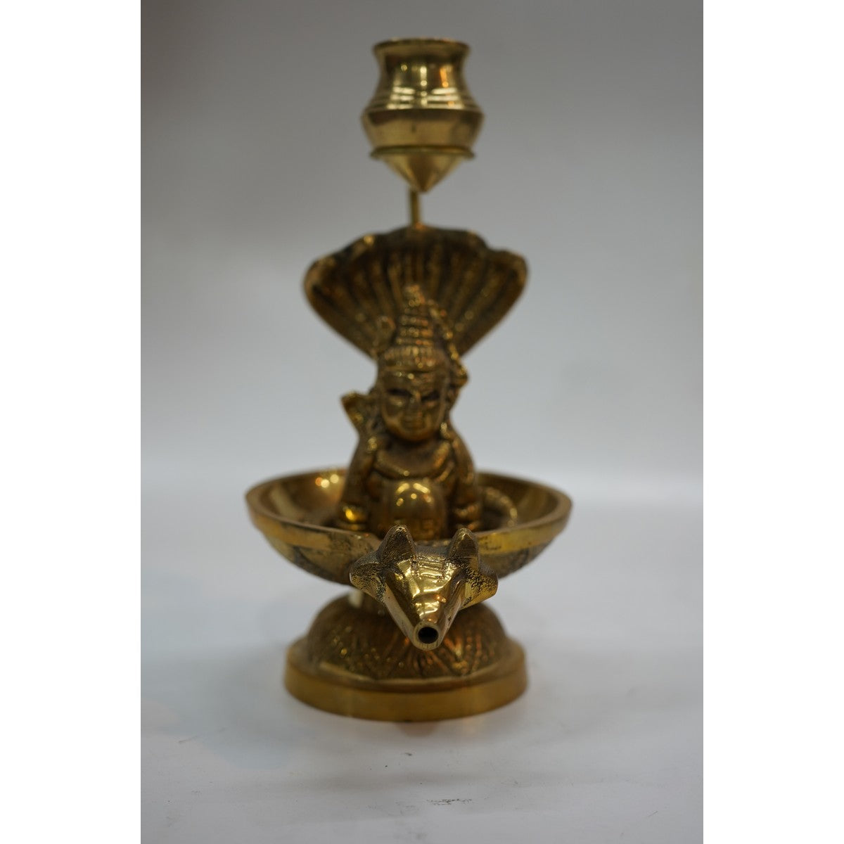 Handcrafted Brass Sheshnaag Shivling Abhishek Stand with Jal Kalash