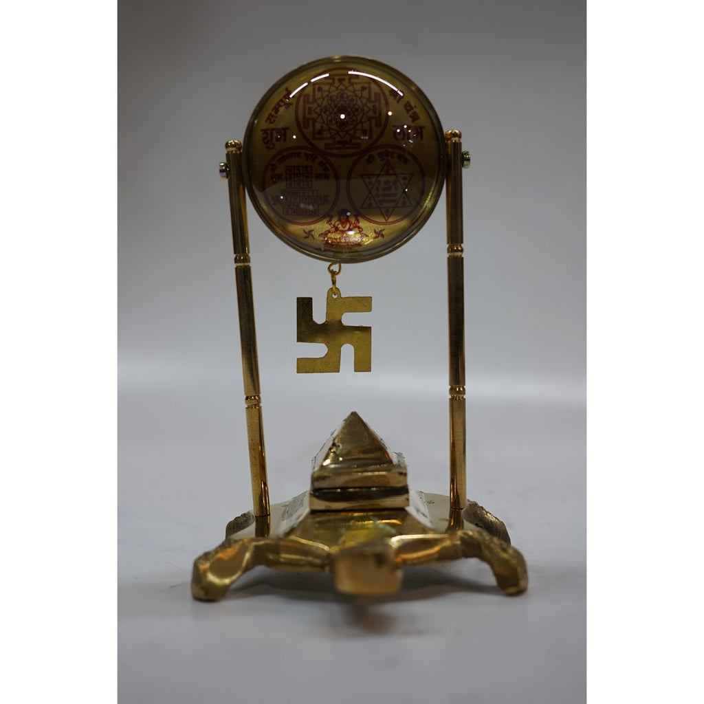 Handcrafted Brass Shree Yantra Tortoise Stand for Vastu & Prosperity