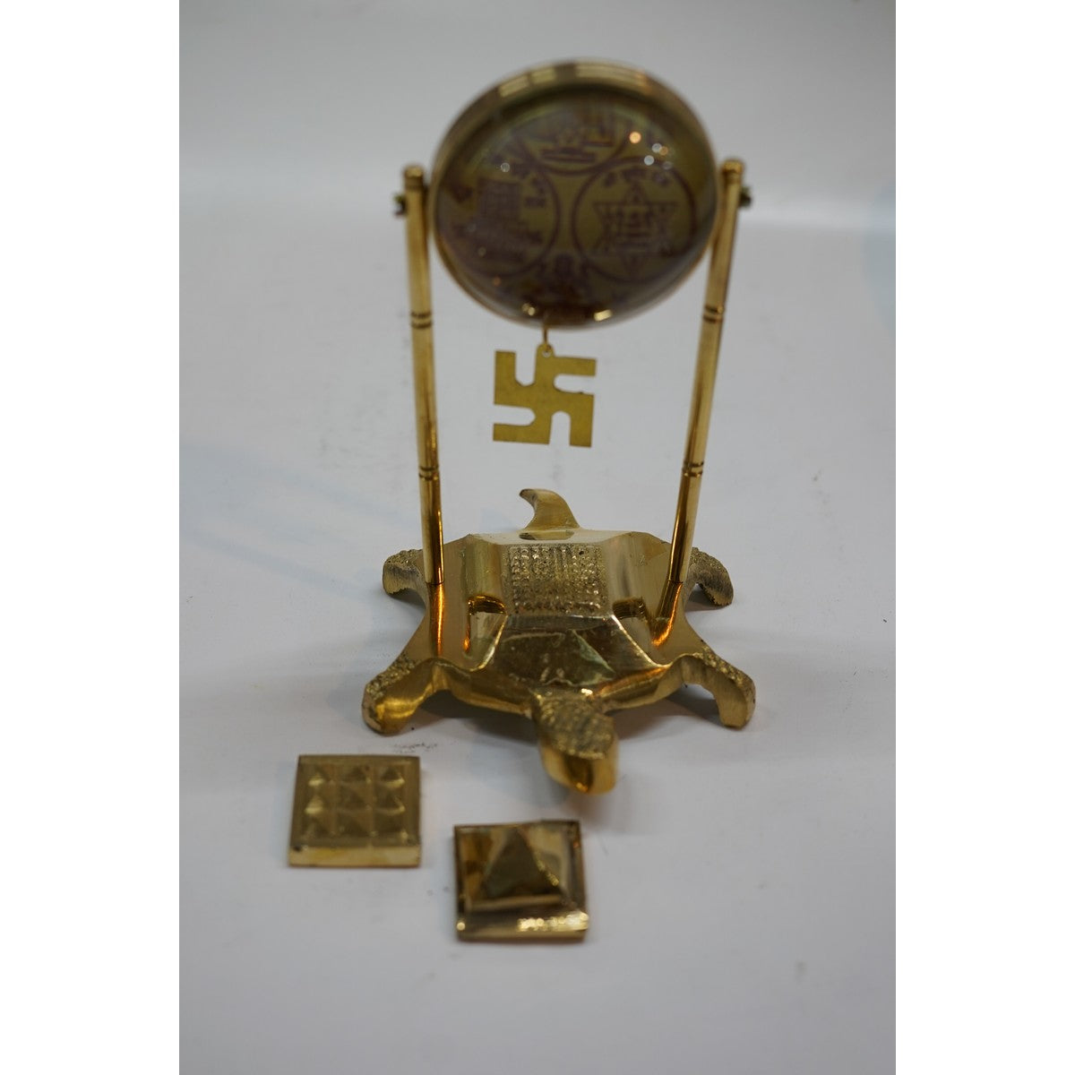 Handcrafted Brass Shree Yantra Tortoise Stand for Vastu & Prosperity