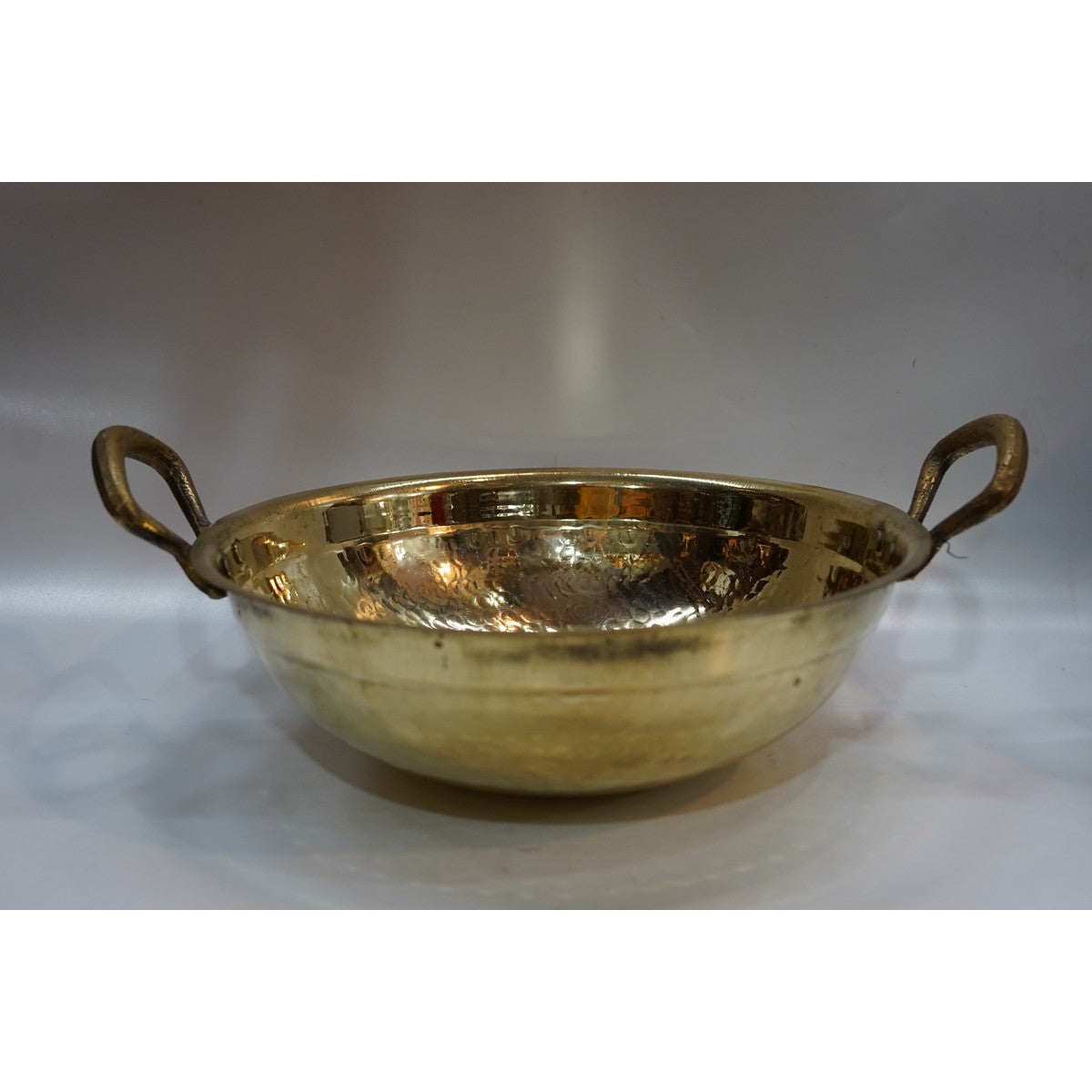 Handcrafted Hammered Brass Serving Kadhai with Dual Handles