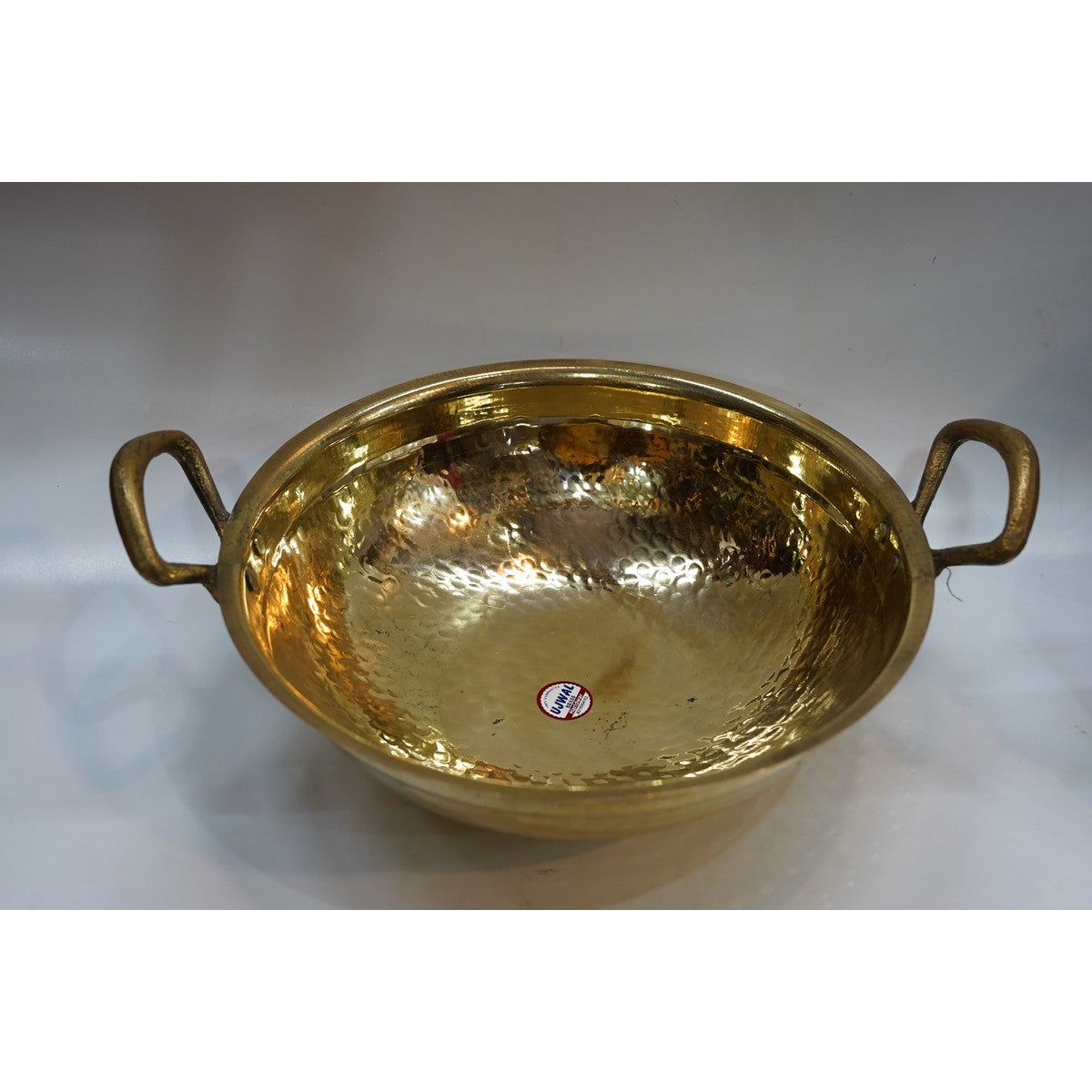 Handcrafted Hammered Brass Serving Kadhai with Dual Handles
