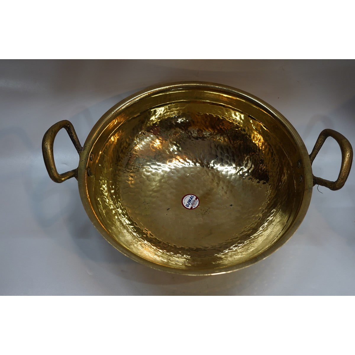 Handcrafted Hammered Brass Serving Kadhai with Dual Handles