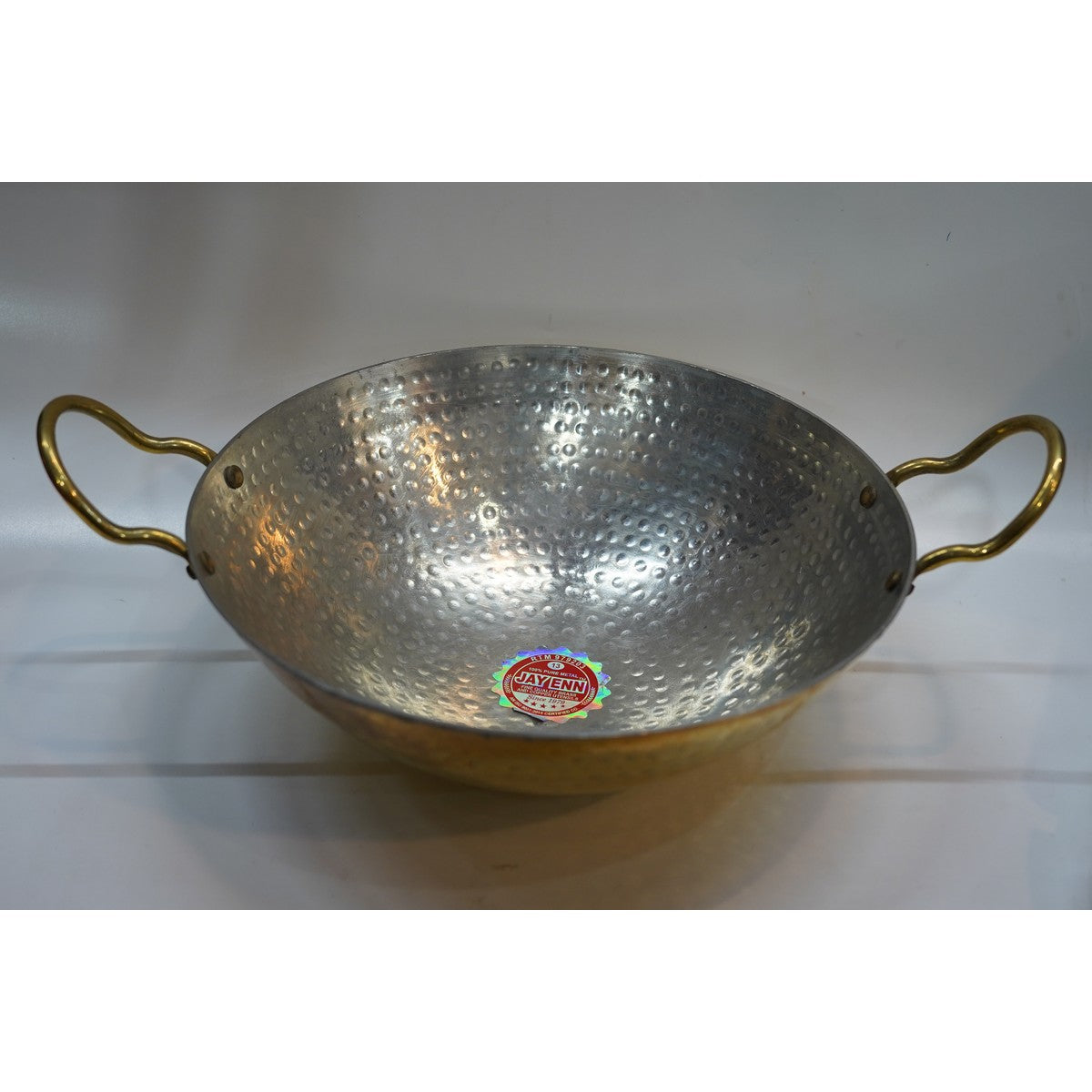 Handcrafted Hammered Brass Kadhai with Dual Handles