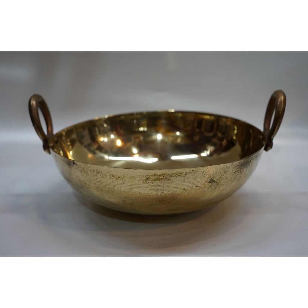 Handcrafted Brass Serving Kadhai with Dual Handles